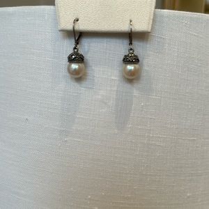 Judith Jack Pearl Marqisite sterling drop earrings
